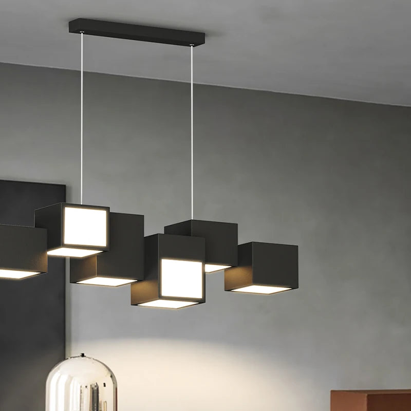 lustre minimaliste post-moderne de luxe avec lampes led géométriques