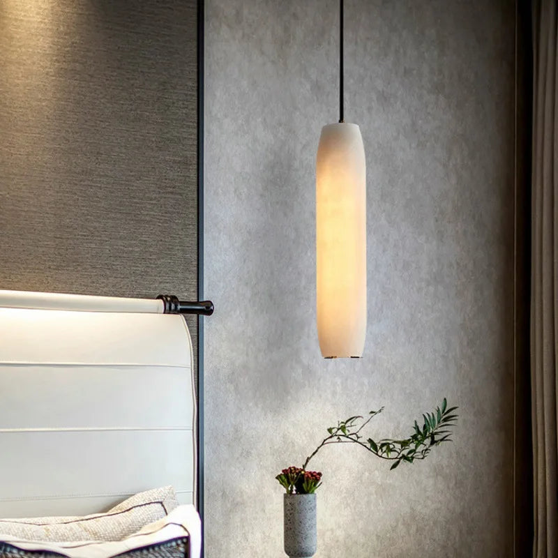 lampe suspendue moderne en marbre naturel et laiton ajustable