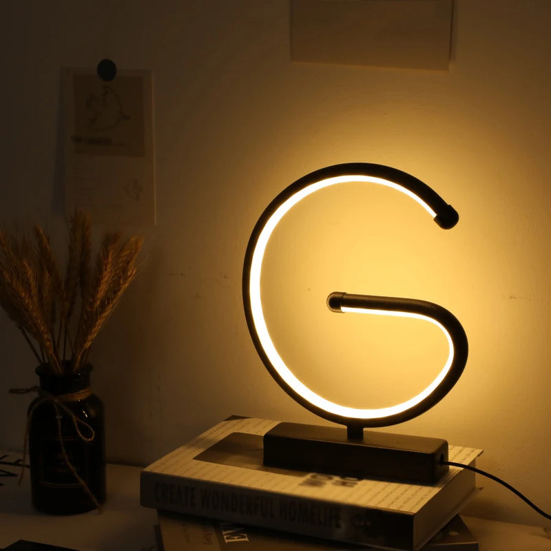 lampe usb créative en forme de g pour décoration intérieure