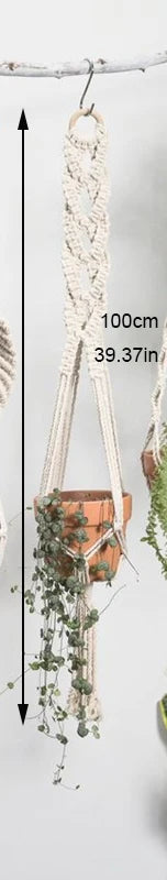 support de plante en macramé suspendu fait main en coton naturel