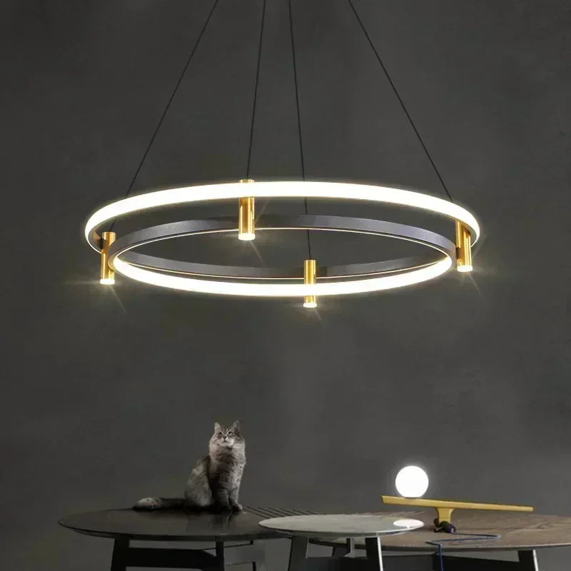 lustre moderne en anneau avec éclairage led décoratif