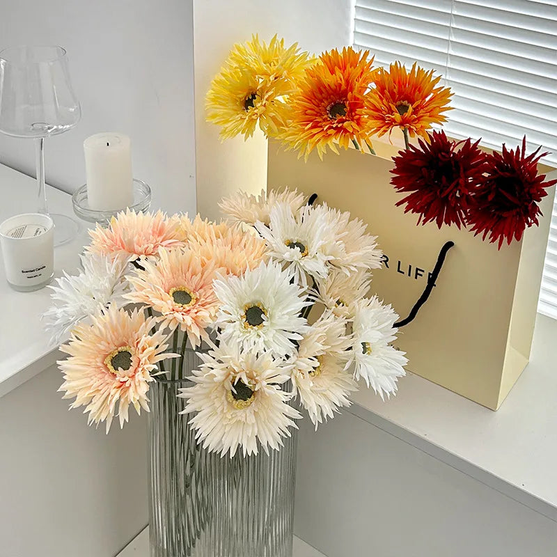 fleur artificielle gerbera pour décoration de mariage et vase