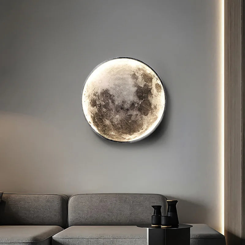 applique murale moderne en forme de lune éclairage décoratif 3D