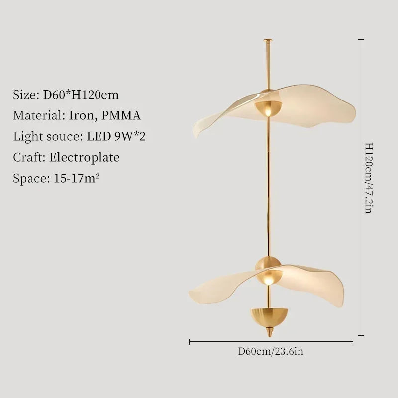 lustre nordique suspendu en acrylique art feuille de lotus moderne