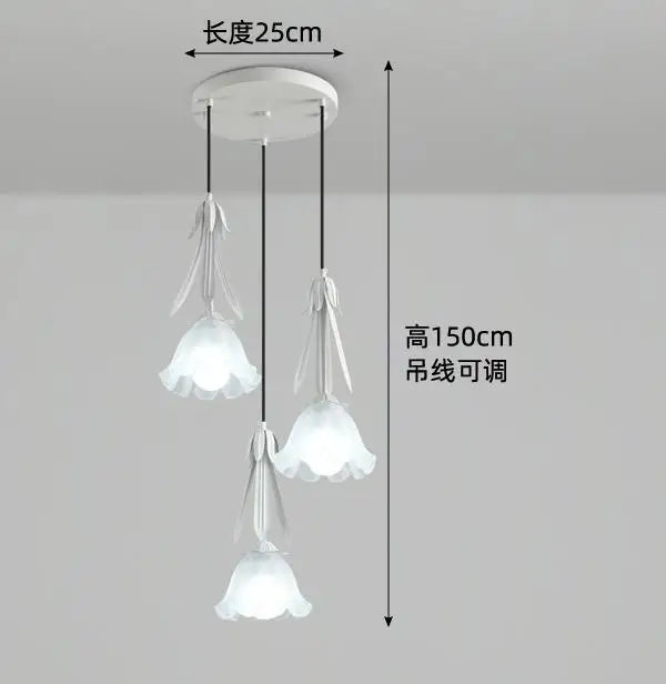 lustre suspendu à led en verre blanc laiteux à 3 têtes