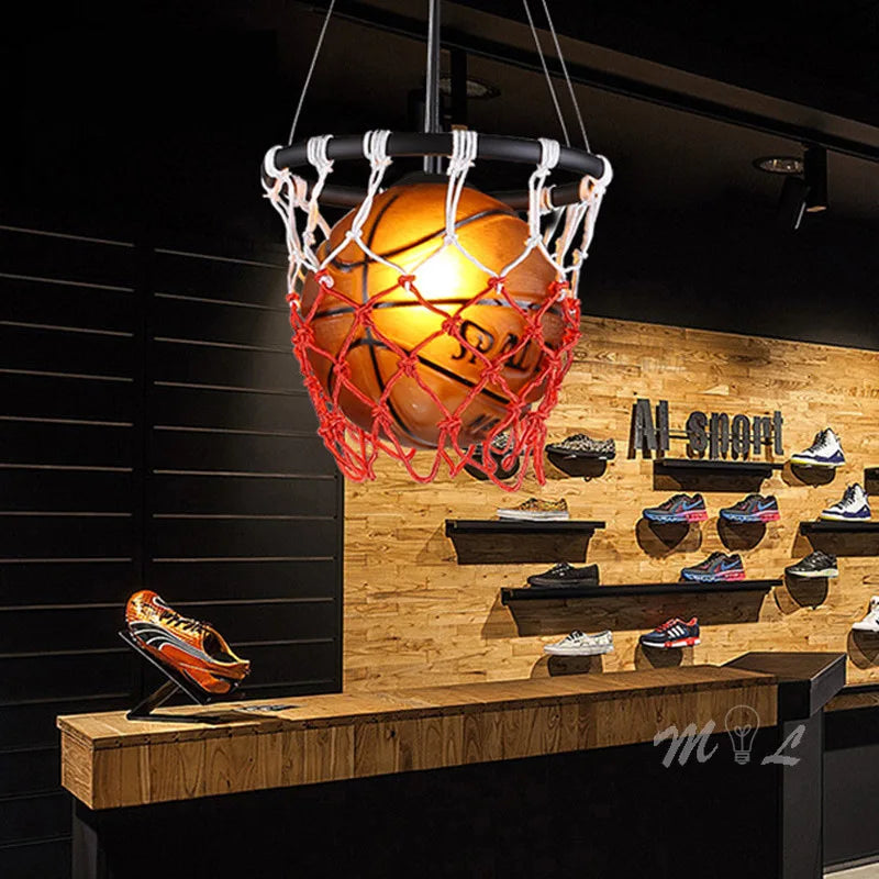 suspension en acrylique avec design panier de basket-ball