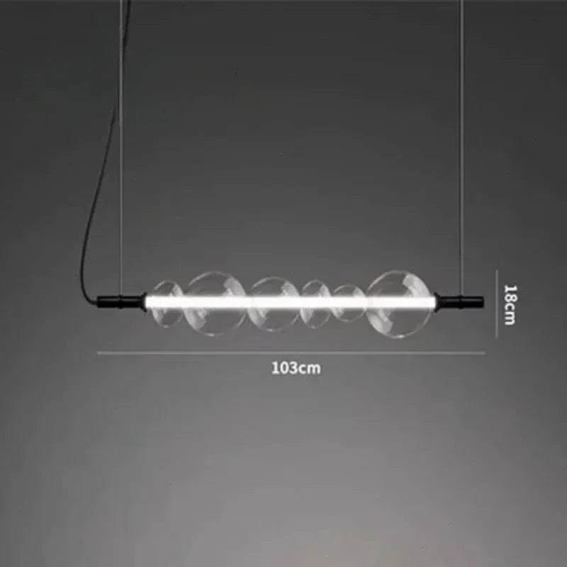 lustre suspendu en verre avec lumières led pour décoration moderne