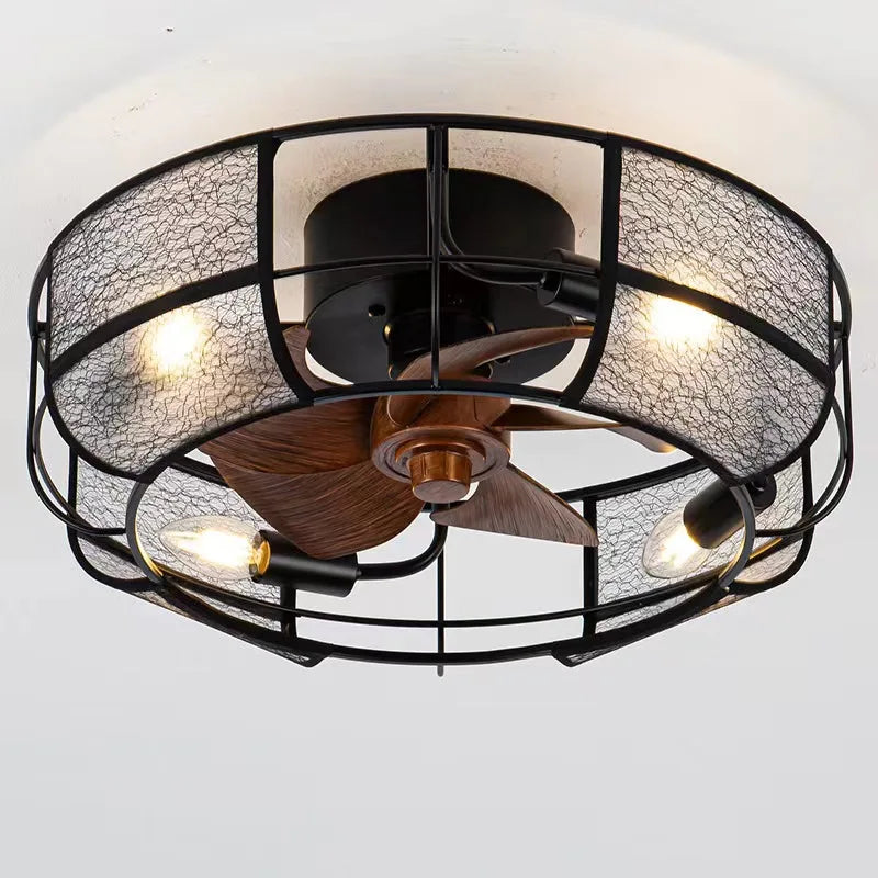 plafonnier rétro avec ventilateur et lumière design moderne