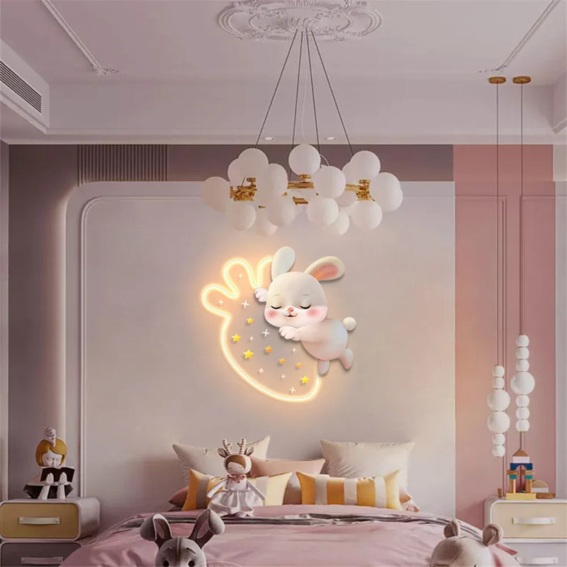 applique murale lapin aux fraises pour chambre d'enfant décorative