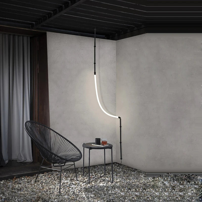 lustre linéaire à led design en acier inoxydable minimaliste