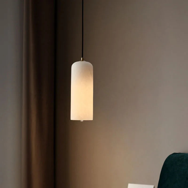 lustre naturan en marbre avec ampoule en cuivre simple éclairage