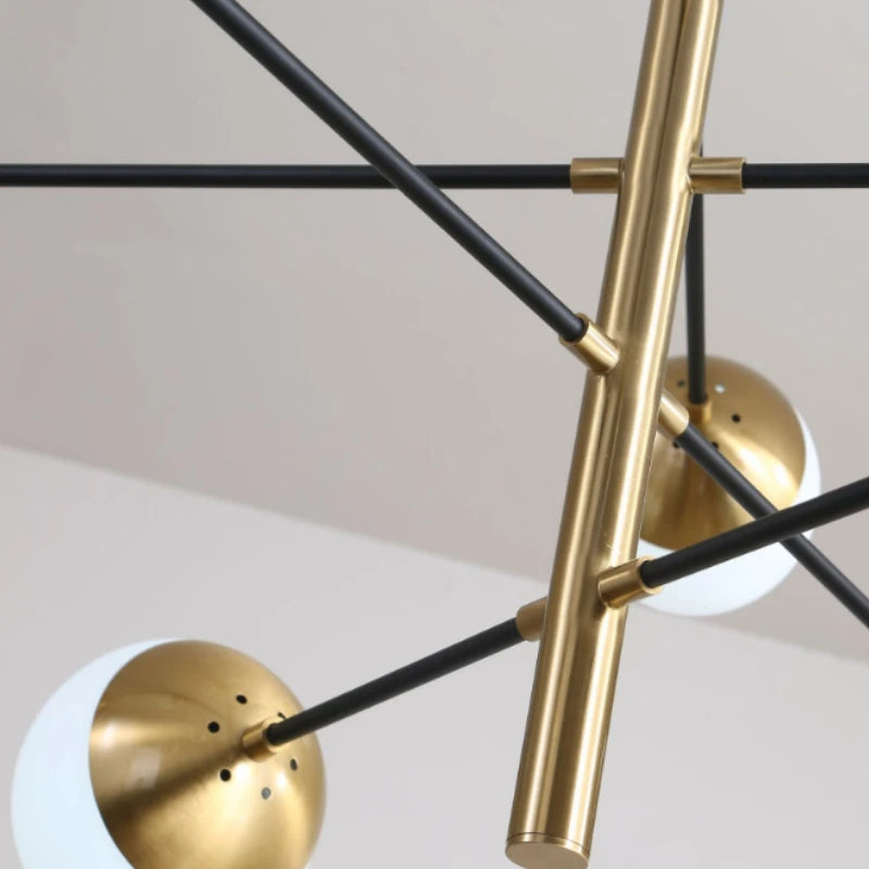 lustre moderne boule de verre métal doré décoration artistique
