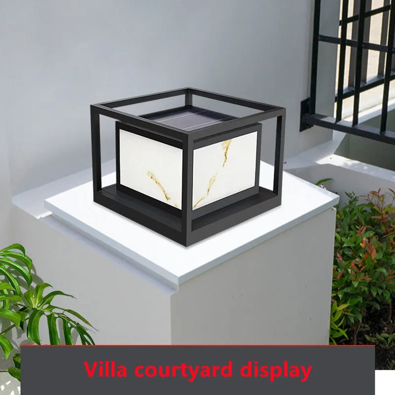 lampe de jardin en marbre solaire étanche pour extérieur