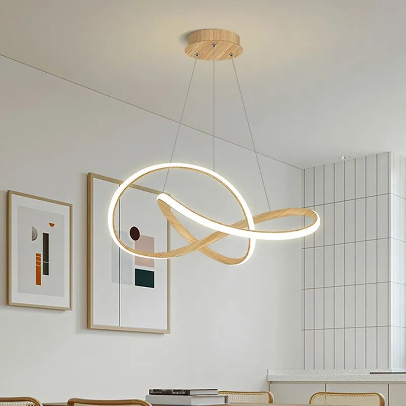 Suspension LED en bois au design nordique minimaliste