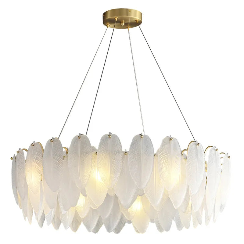 Feather Glass Led Chandelier Pendant Lights Suspension Hanging Lamp for Living Room Bedroom