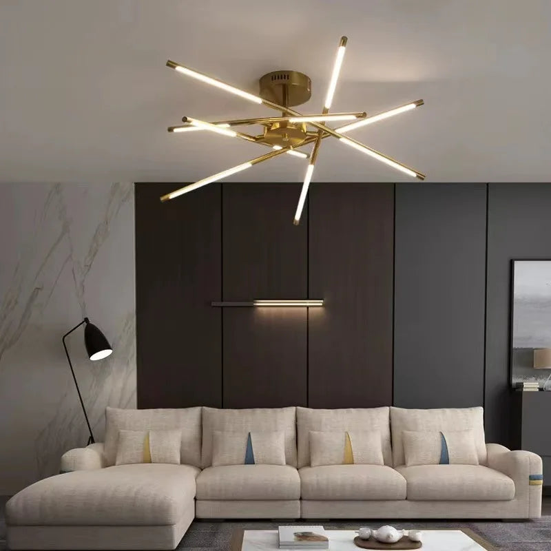 lustre design en forme de bâton avec luminaires led