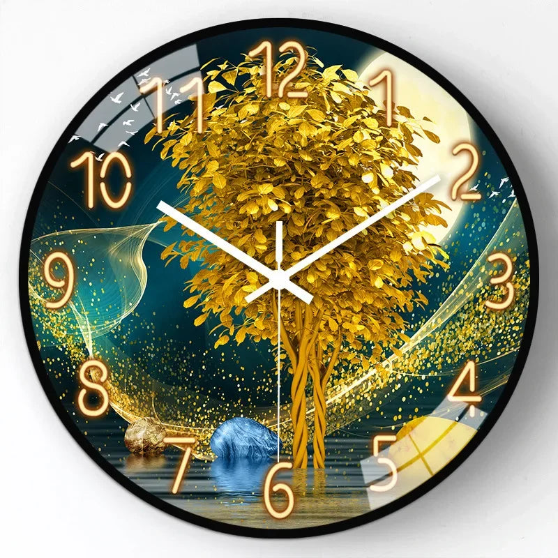 horloge murale en verre design moderne style chinois créatif et muet