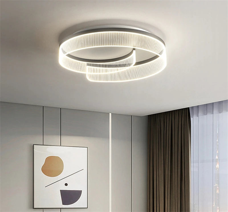 plafonnier led moderne abat-jour rond en acrylique transparent décoratif