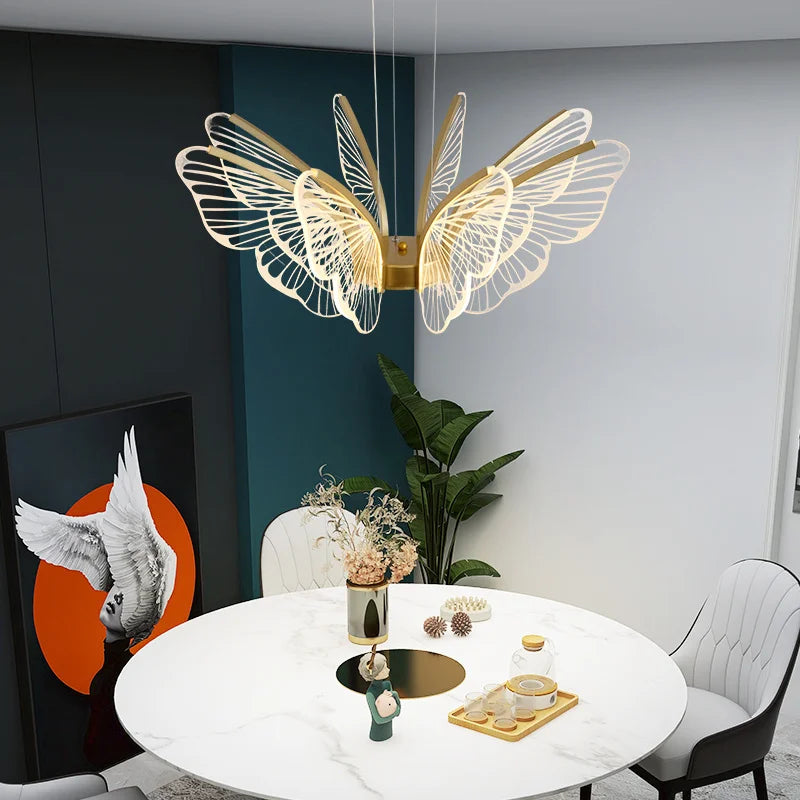 lustre led papillon design nordique moderne pour intérieur décoratif