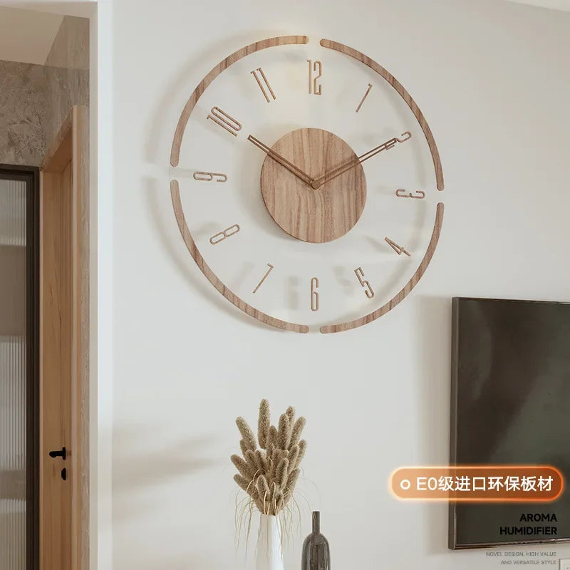 horloge murale créative en bois style nordique silencieuse et moderne