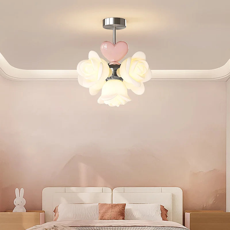 lustre à fleurs roses led pour chambre enfant décor romantique et chaleureux