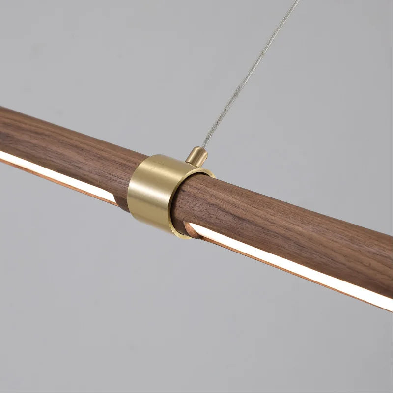 suspension LED imitation bois et métal minimaliste réglable