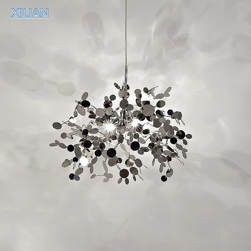 Nordic Luxury Stainless Steel Pendant Lamp Silver Chrome Dining Table Hanging Light Living Room Bar Clothes Shop Decor Lustre