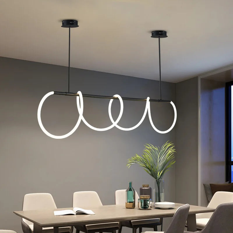 Modern minimalist hose LED restaurant chandelier used for kitchen, bar, hanging, lighting, and decorative lighting fixtures