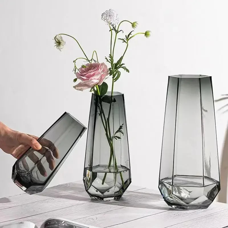 vase créatif en verre transparent pour fleurs décoratives