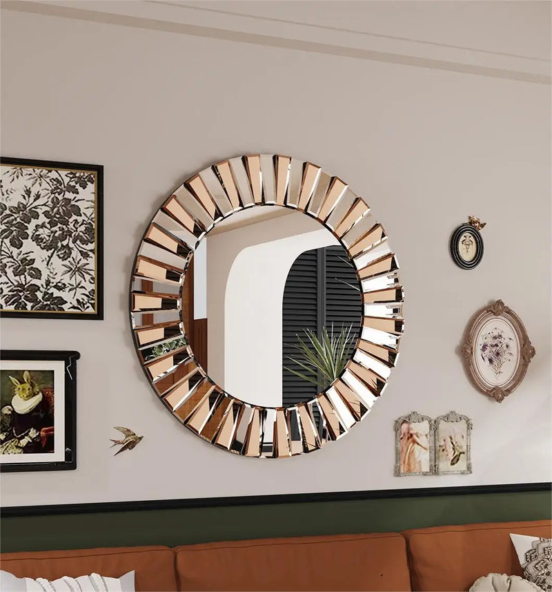 miroir mural décoratif rond en forme d'étoile pour une touche élégante