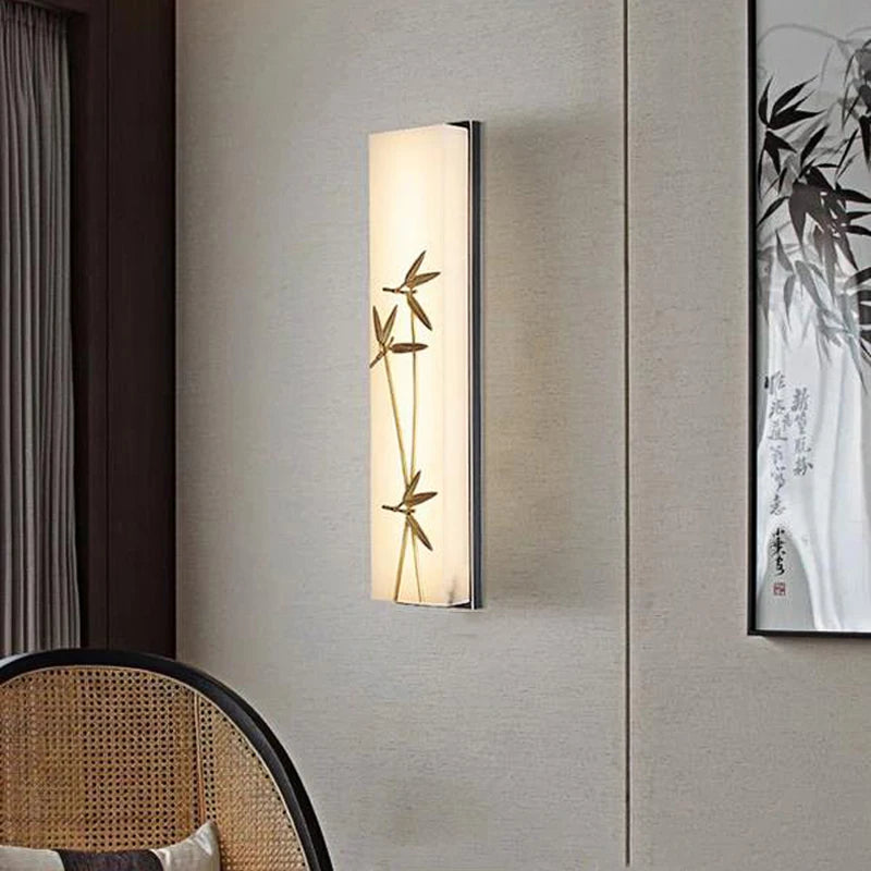 applique murale led en cuivre et marbre style bambou pour hôtel