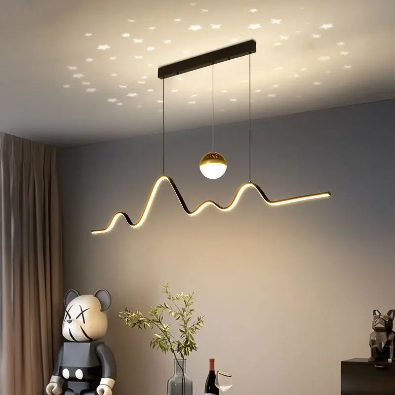 lustre nordique minimaliste avec éclairage créatif à ciel étoilé