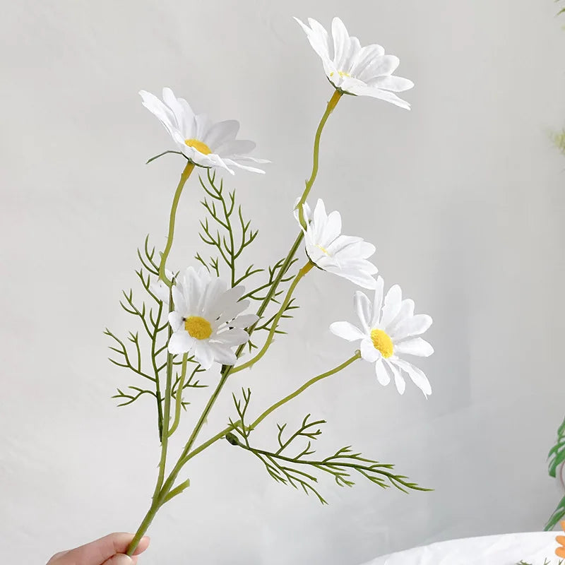 5 têtes de marguerites blanches fleurs artificielles pour décorations festives