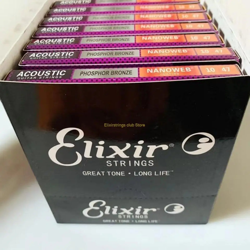 ensemble de 10/12 cordes de guitare elixir nanoweb 80/20 bronze pour électrique acoustique