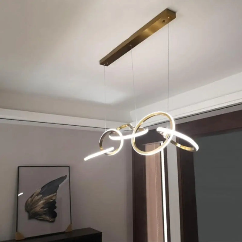 suspension moderne en acier inoxydable doré pour décoration artistique