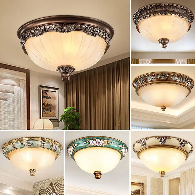 lampes de plafond led rondes design rétro en résine européenne
