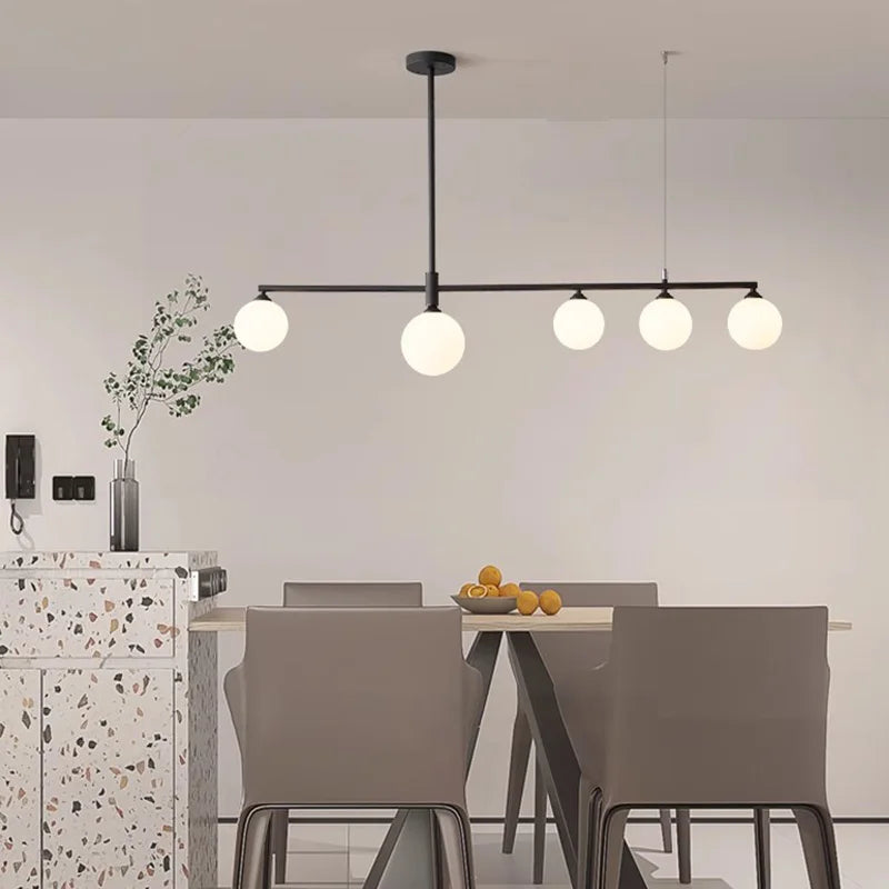 Pastoral Dining Table Pendant Lamps Long Hanging Light for Living Room Kitchen Restaurant Chandelier Fixtures Milky White Glass