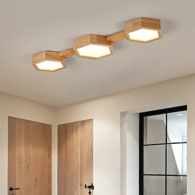 plafonnier led en bois pour décoration intérieure moderne