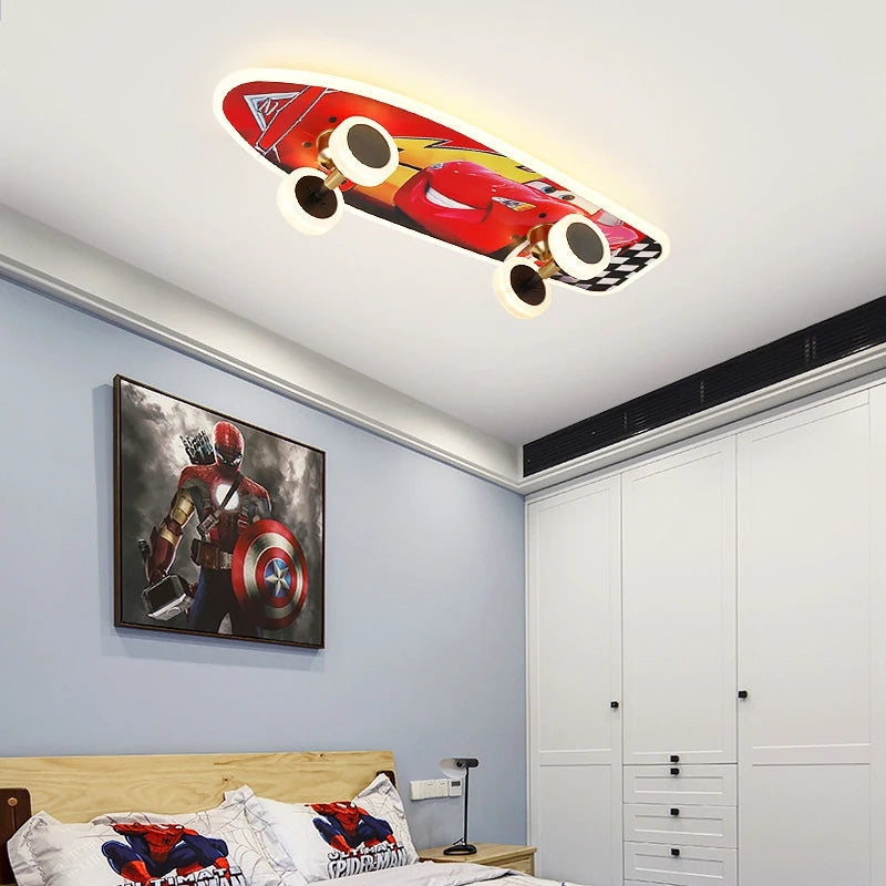 plafonnier créatif nordique skateboard pour chambre d'enfant moderne