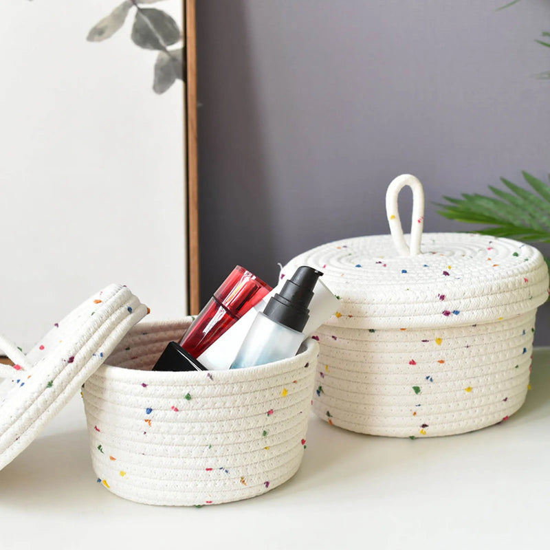 panier en coton tissé à la main pour rangement décoratif