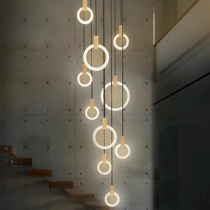 Modern Creative Led Wooden Living Room Chandelier, Bedroom Lamps Nordic Attic Chandelier, Dining Room Decorative Chandelier