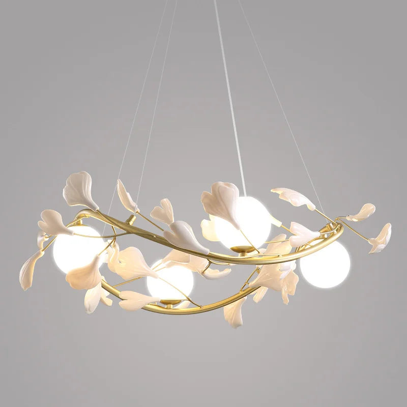 lustre led moderne en forme de pétale de ginkgo lumineux et élégant