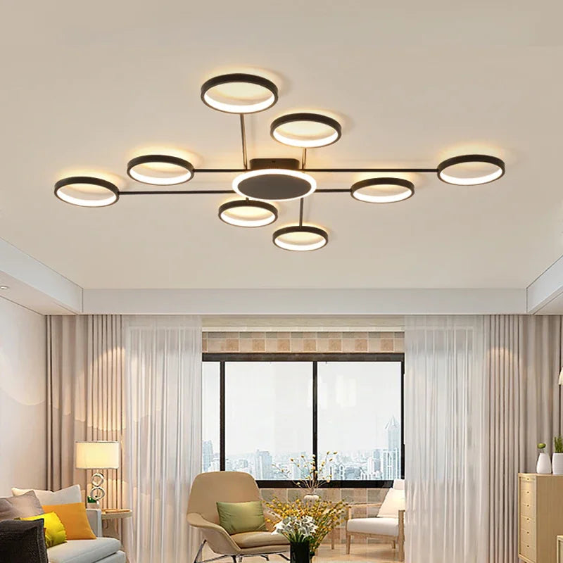 lustre led moderne design d'intérieur avec télécommande luminaire suspendu