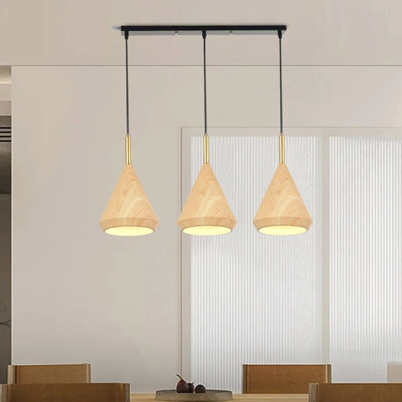 lustre nordique en métal imitation bois pour décoration intérieure minimaliste