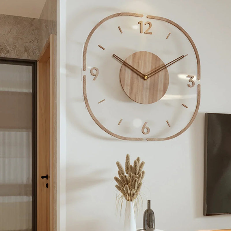 horloge murale en bois minimaliste silencieuse à suspendre