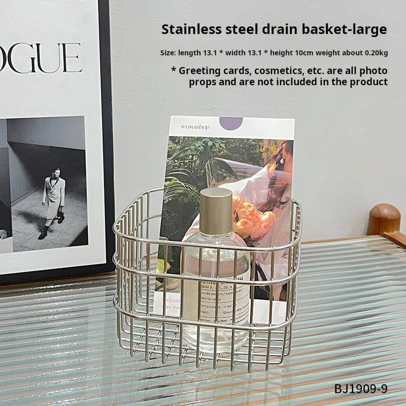 panier de rangement carré en acier inoxydable pour organiser votre intérieur