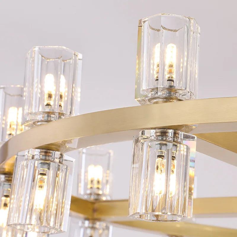 lustre led en cuivre et cristal design moderne luxueux