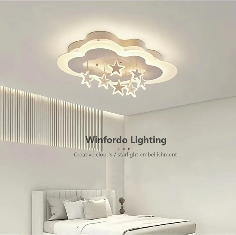 plafonnier lumineux étoiles nuages pour chambre d'enfants