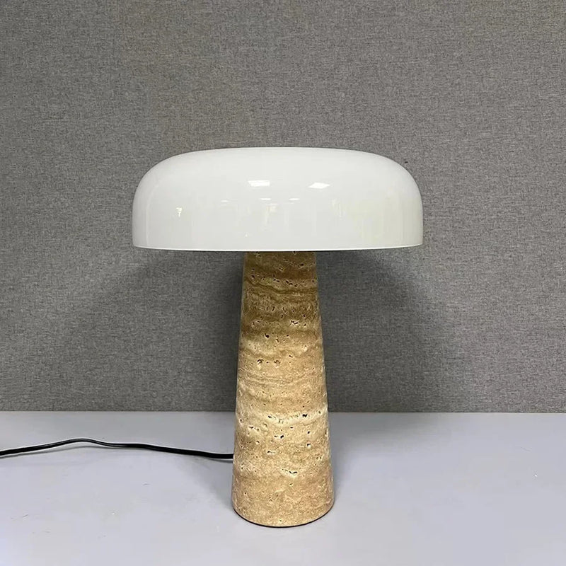 High Quality Cave Stone Desk Lamp White Glass Shade Table Light Fixture