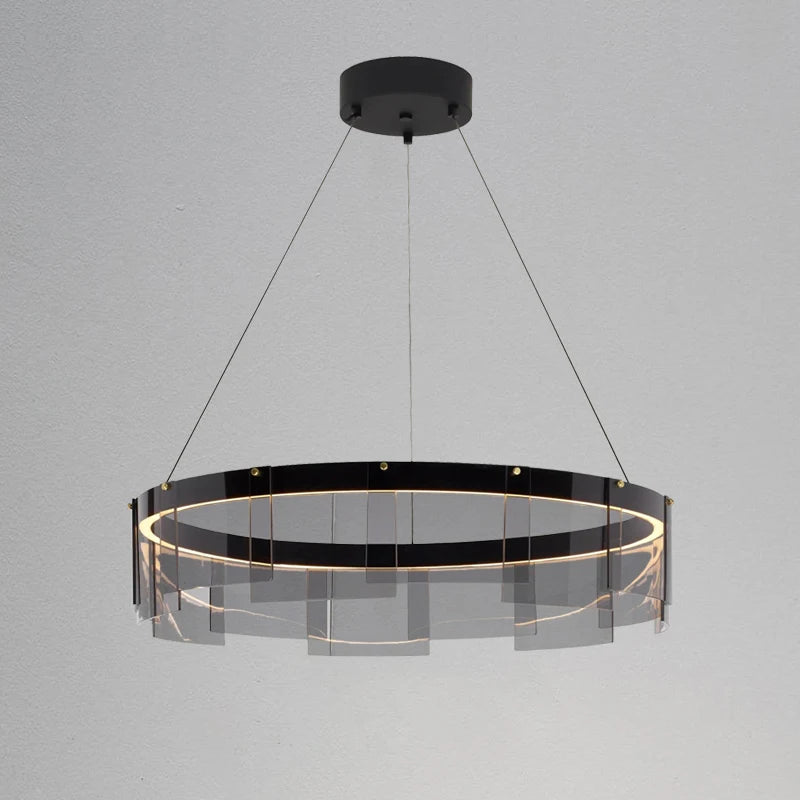 lustre moderne nordique en verre fumé led suspendu